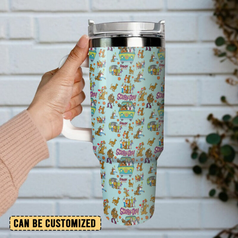 Scooby-Doo Cartoon Custom Stanley Quencher 40oz Stainless Steel Tumbler With Handle - Threewoofs - Image 3