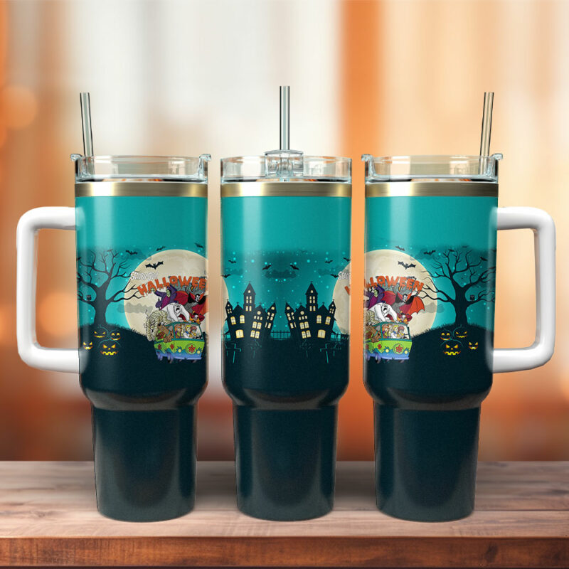 Scooby-Doo Cartoon Custom Stanley Quencher 40oz Stainless Steel Tumbler With Handle - Threewoofs
