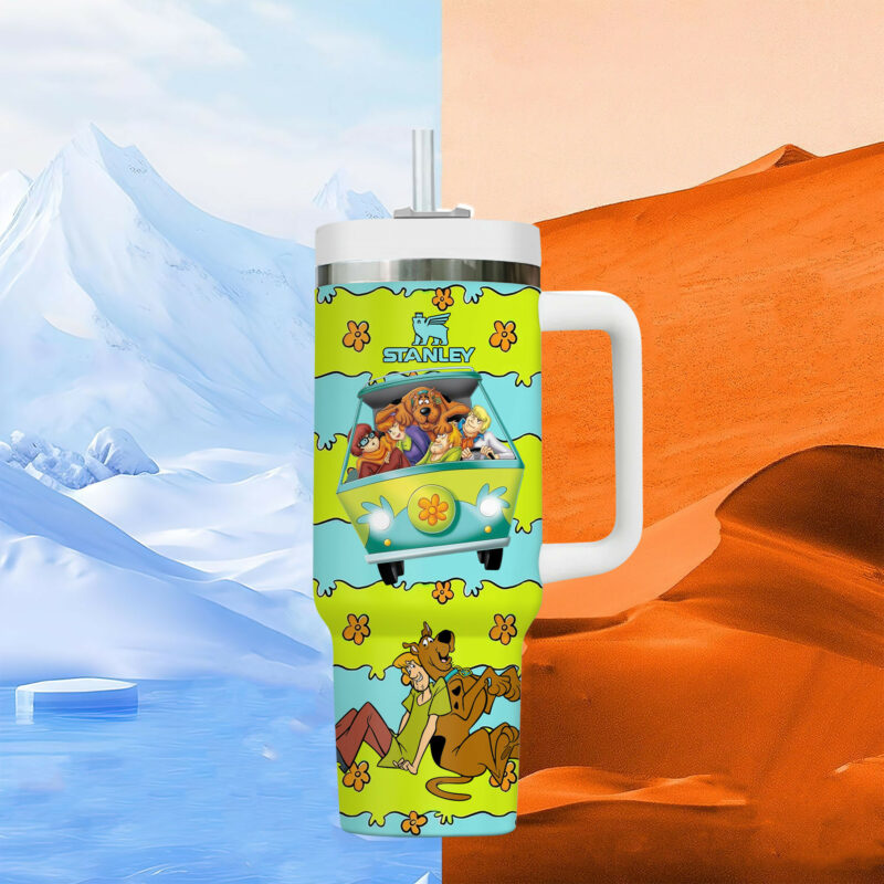 Scooby-Doo Cartoon Custom Stanley Quencher 40oz Stainless Steel Tumbler With Handle - Threewoofs - Image 6