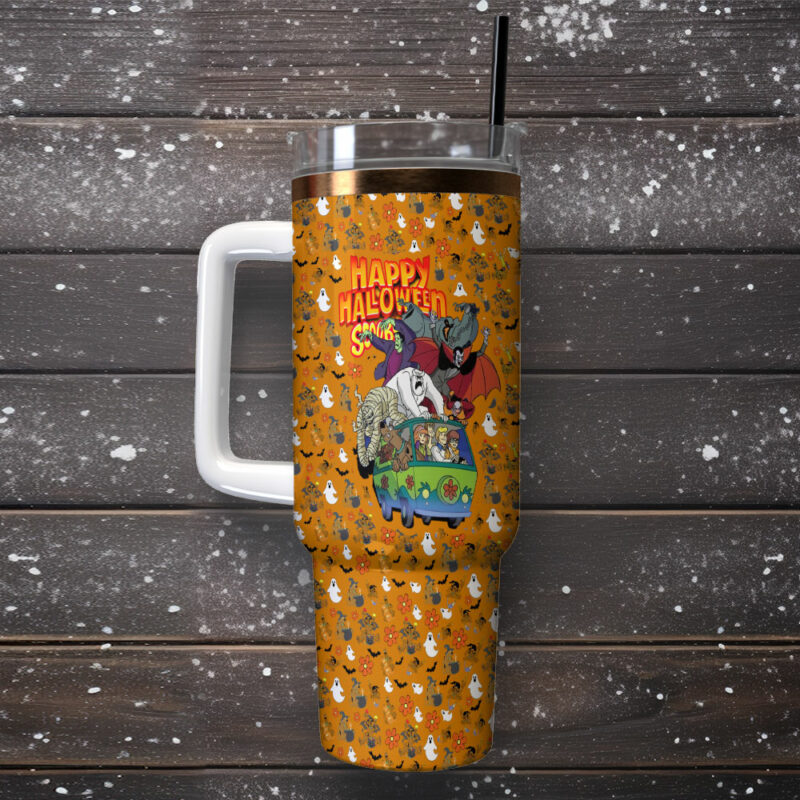 Scooby-Doo Cartoon Custom Stanley Quencher 40oz Stainless Steel Tumbler With Handle - Threewoofs - Image 2