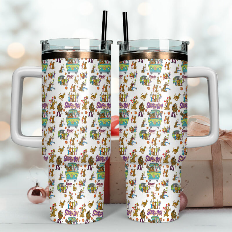 Scooby-Doo Cartoon Custom Stanley Quencher 40oz Stainless Steel Tumbler With Handle - Threewoofs - Image 4