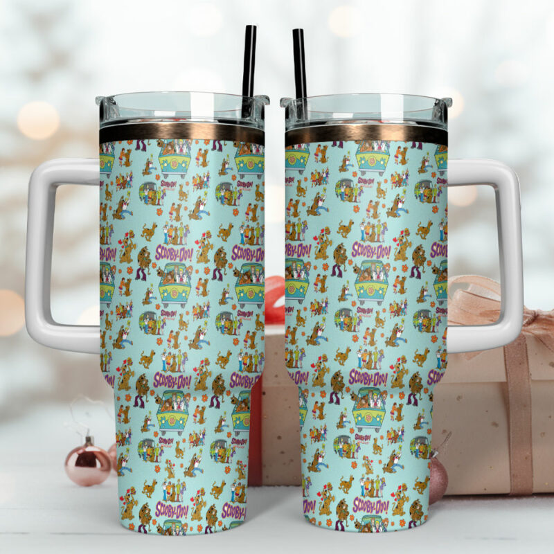 Scooby-Doo Cartoon Custom Stanley Quencher 40oz Stainless Steel Tumbler With Handle - Threewoofs - Image 4