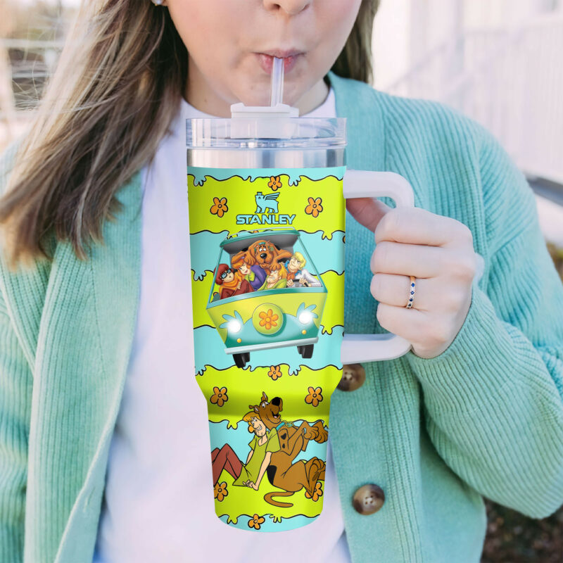 Scooby-Doo Cartoon Custom Stanley Quencher 40oz Stainless Steel Tumbler With Handle - Threewoofs - Image 4
