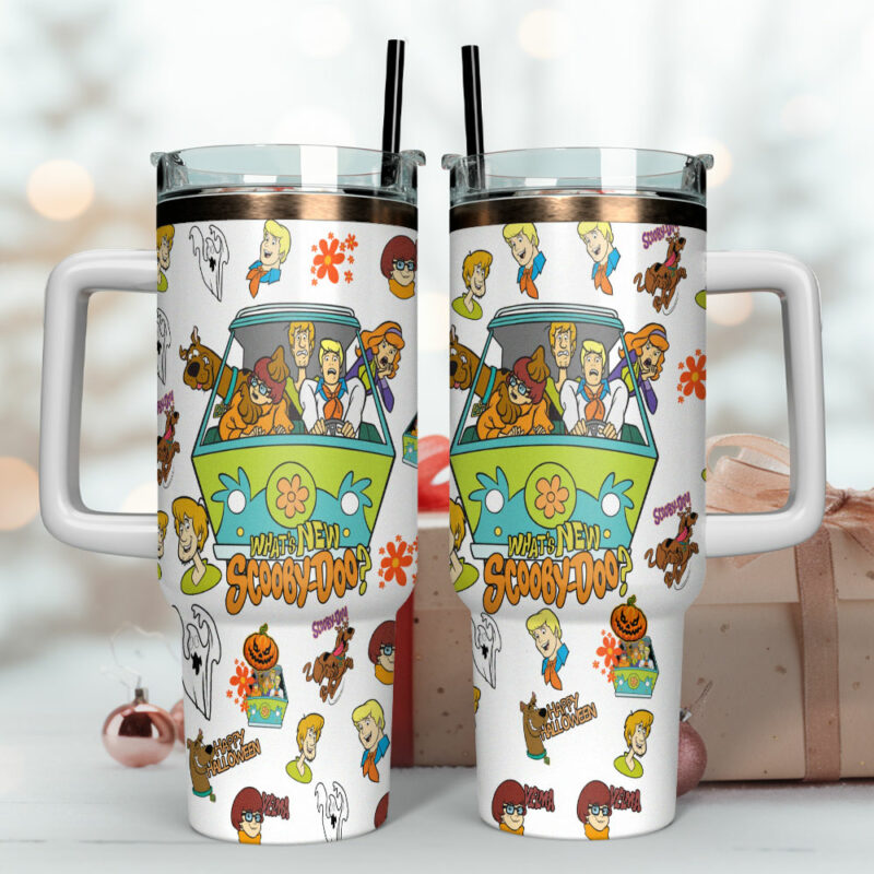 Scooby-Doo Cartoon Custom Stanley Quencher 40oz Stainless Steel Tumbler With Handle - Threewoofs - Image 4