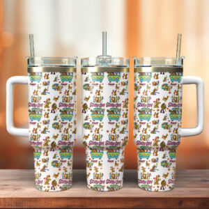 Scooby-Doo Cartoon Custom Stanley Quencher 40oz Stainless Steel Tumbler With Handle - Threewoofs