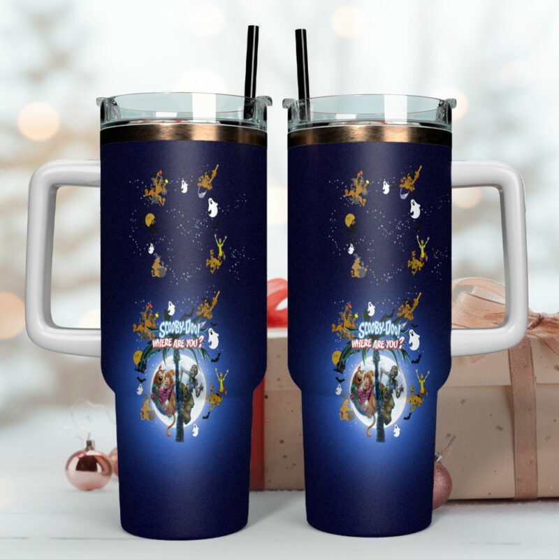 Scooby-Doo Cartoon Custom Stanley Quencher 40oz Stainless Steel Tumbler With Handle - Threewoofs - Image 4