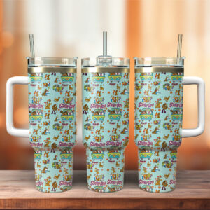 Scooby-Doo Cartoon Custom Stanley Quencher 40oz Stainless Steel Tumbler With Handle - Threewoofs