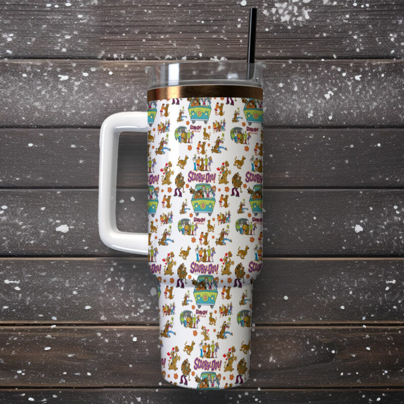 Scooby-Doo Cartoon Custom Stanley Quencher 40oz Stainless Steel Tumbler With Handle - Threewoofs - Image 2