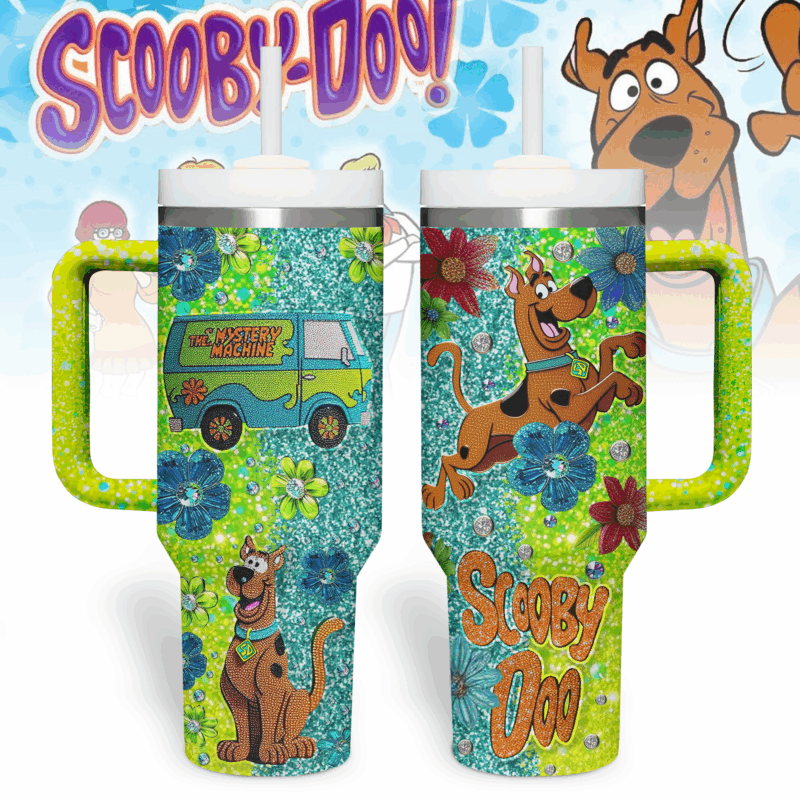 Scooby-Doo Cartoon Custom Stanley Quencher 40oz Stainless Steel Tumbler With Handle - Threewoofs