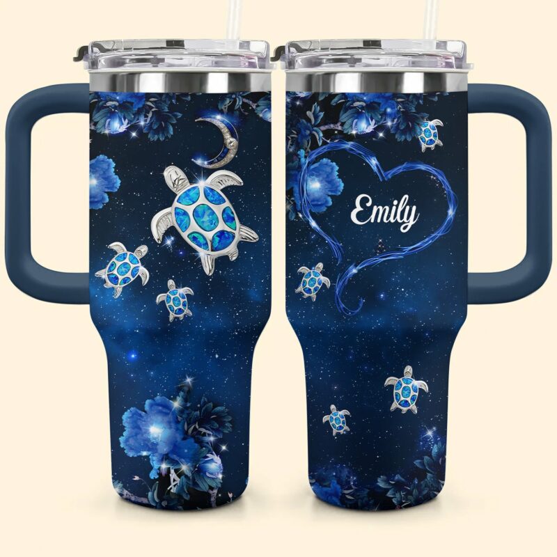 Sea Turtle Gems Custom Stanley Quencher 40oz Stainless Steel Tumbler With Handle - Threewoofs - Image 2