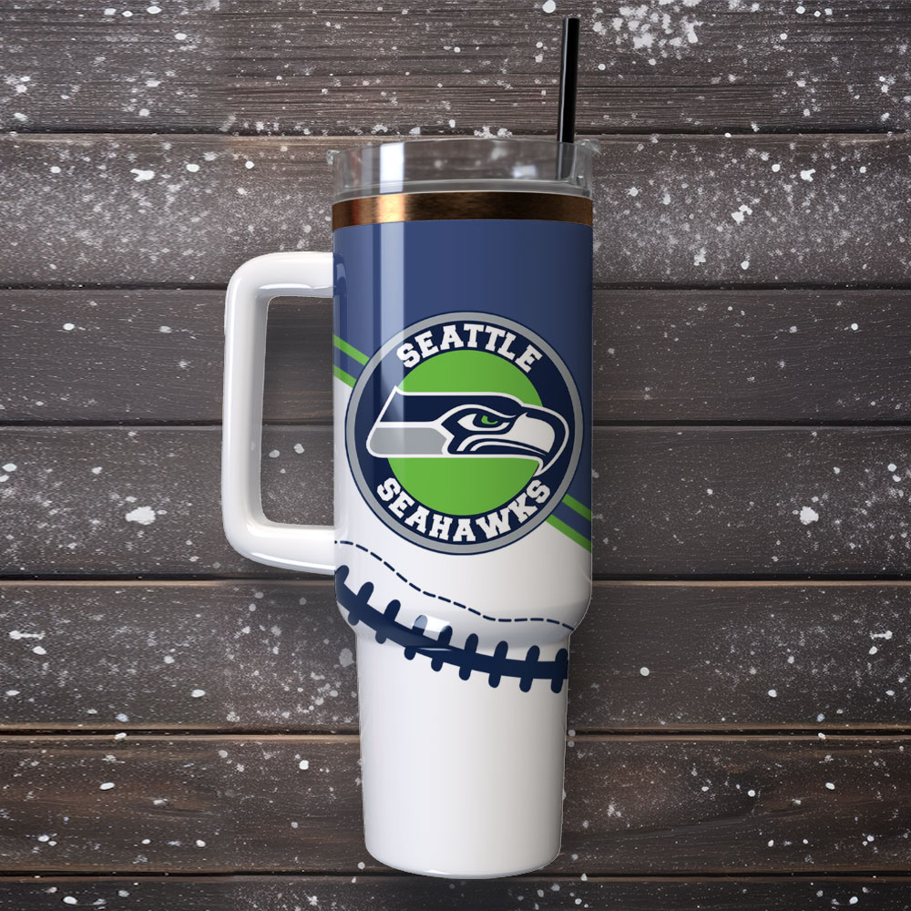 Seattle Seahawks Tumbler with Handle - Double-Walled Insulated for Hot & Cold Drinks - Image 4