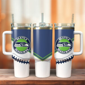Seattle Seahawks Tumbler with Handle - Double-Walled Insulated for Hot & Cold Drinks