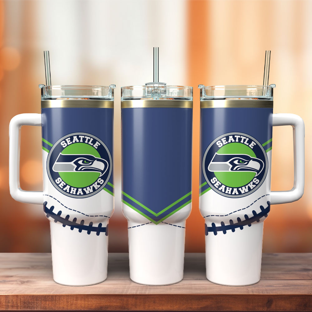 Seattle Seahawks Tumbler with Handle - Double-Walled Insulated for Hot & Cold Drinks
