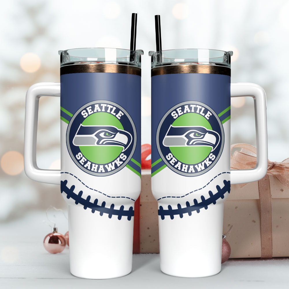 Seattle Seahawks Tumbler with Handle - Double-Walled Insulated for Hot & Cold Drinks - Image 3