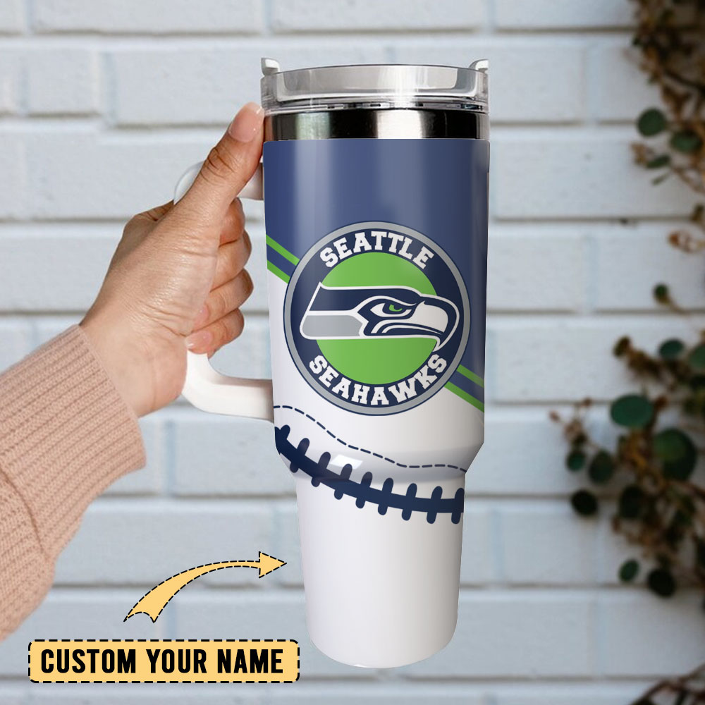 Seattle Seahawks Tumbler with Handle - Double-Walled Insulated for Hot & Cold Drinks - Image 2