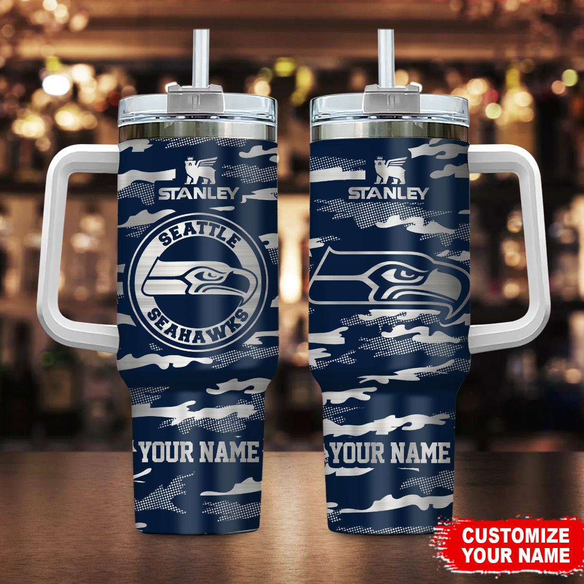 Personalized Seattle Football Tumbler - Insulated Mug with Custom Name