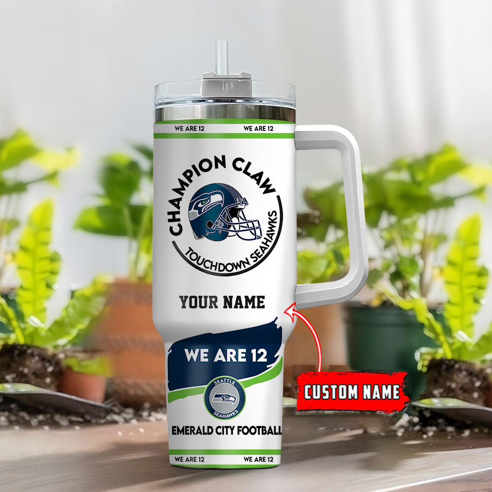 Custom Name Seattle Football Fan Mug - Personalized Touchdown Drinkware - Image 2