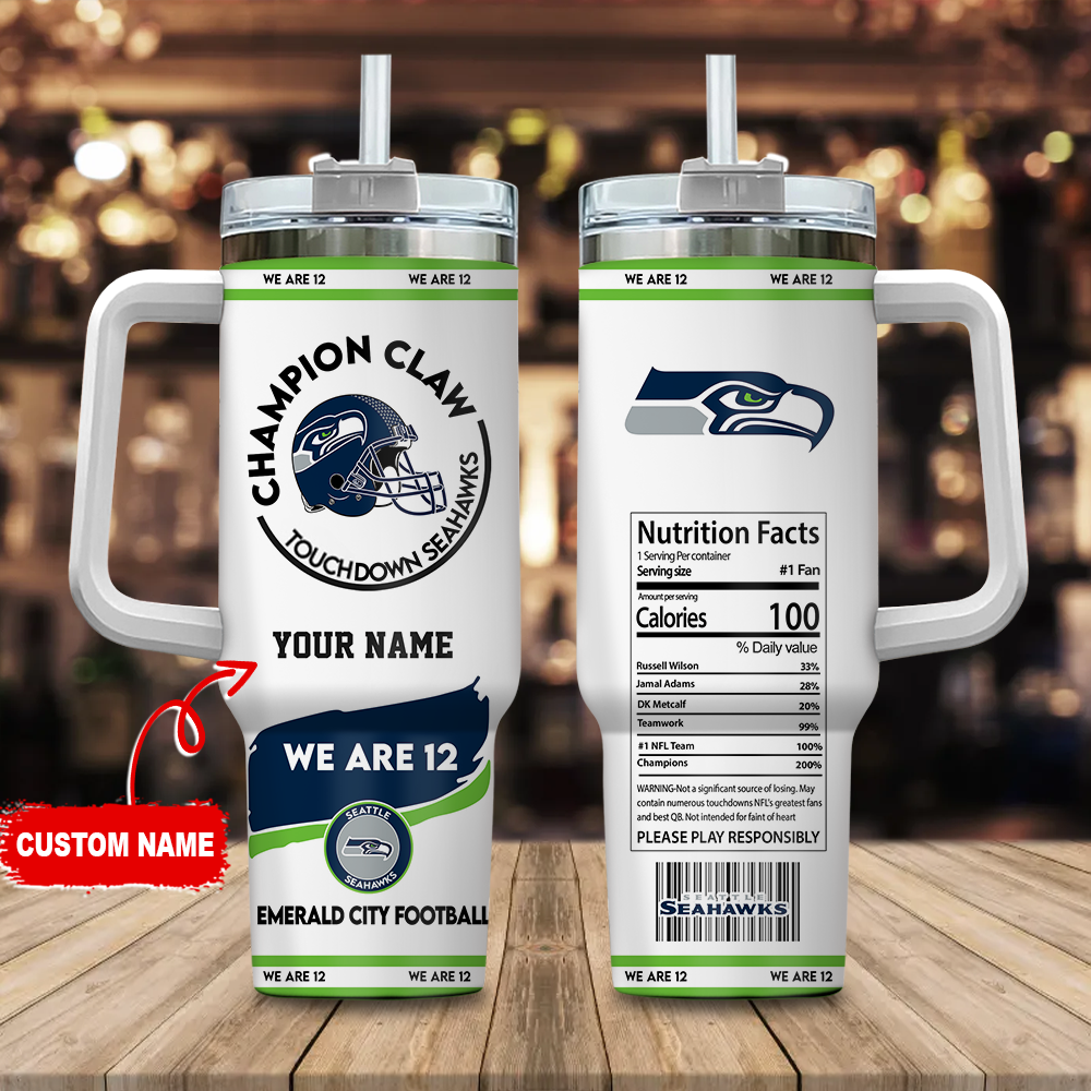 Custom Name Seattle Football Fan Mug - Personalized Touchdown Drinkware