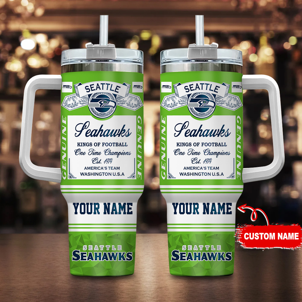 Personalized Seattle Seahawks Travel Mug - Custom Name & Team Pride