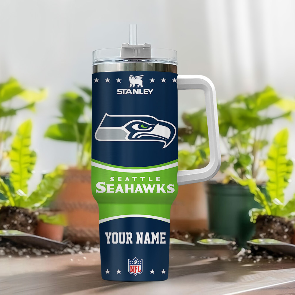 Custom Seattle Seahawks Tumbler with Handle - Personalized NFL Fan Gift - Image 2