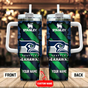 Custom Seattle Football Tumbler with Handle & Straw - Personalized Gift