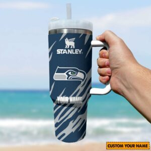 Customizable Insulated Travel Mug with Handle - Perfect for Seahawks Fans