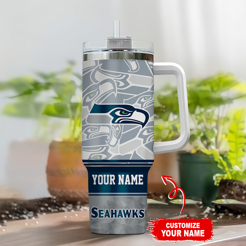 Custom Seahawks Tumbler - Personalized Name Sports Drinkware - Image 2