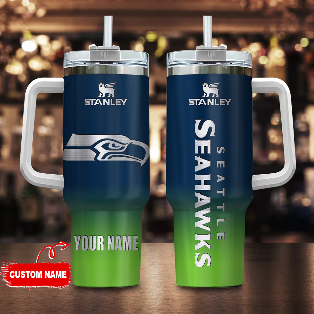 Custom Name Seattle Football Fan Tumbler – Personalized Gift Mug