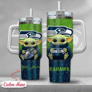 Custom Name Baby Alien Football Tumbler - Personalized NFL Fan Gift