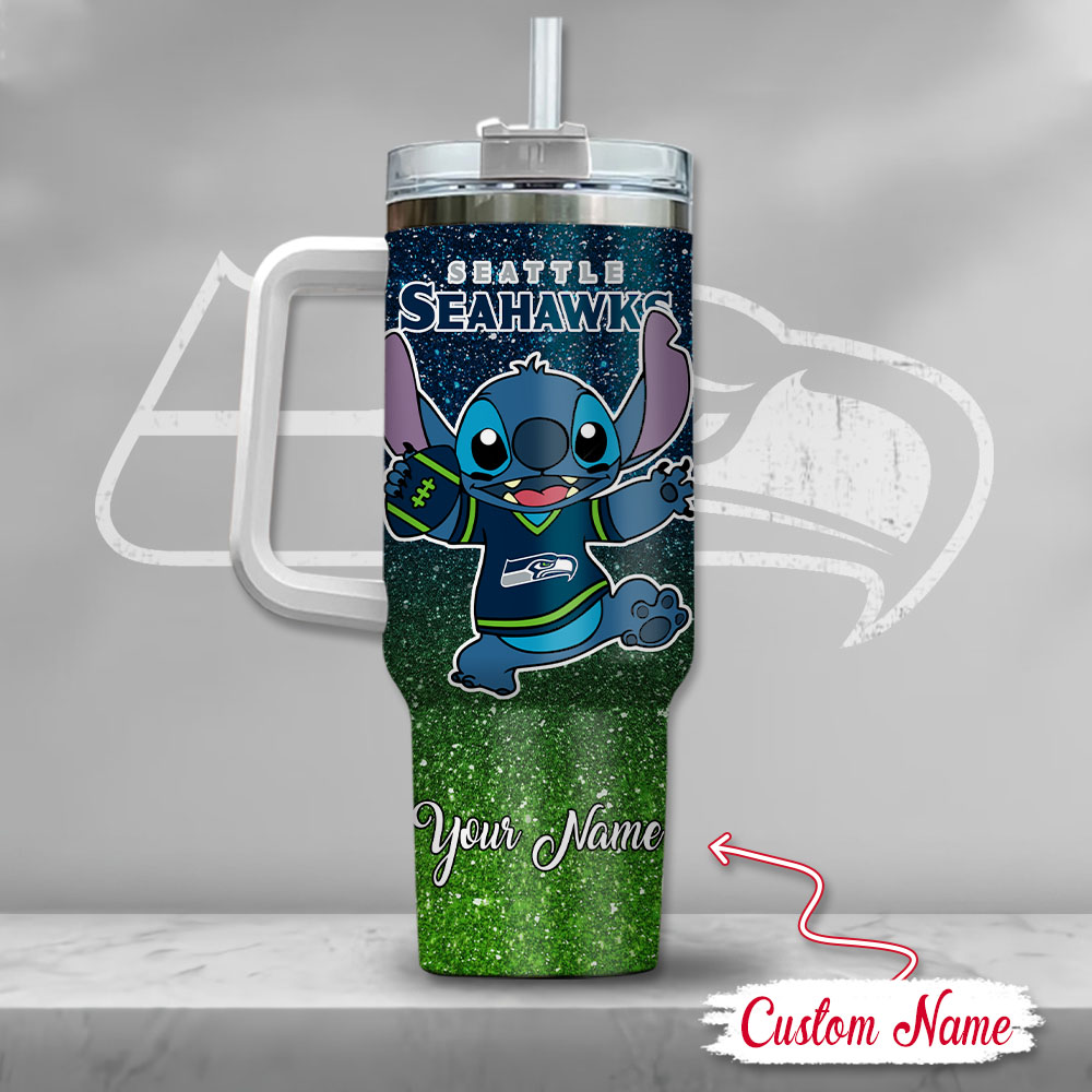 Custom Name Seattle Football Fan Tumbler with Cute Character Design - Image 3