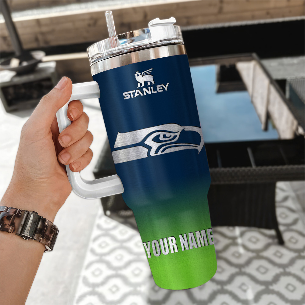 Custom Name Seattle Football Fan Tumbler – Personalized Gift Mug - Image 3