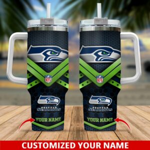 Customizable NFL Team Tumbler with Handle - Personalized Name & Logo Design