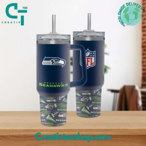 Seattle Seahawks NFL Travel Mug with Handle - 40oz Insulated Tumbler for Hot & Cold Drinks