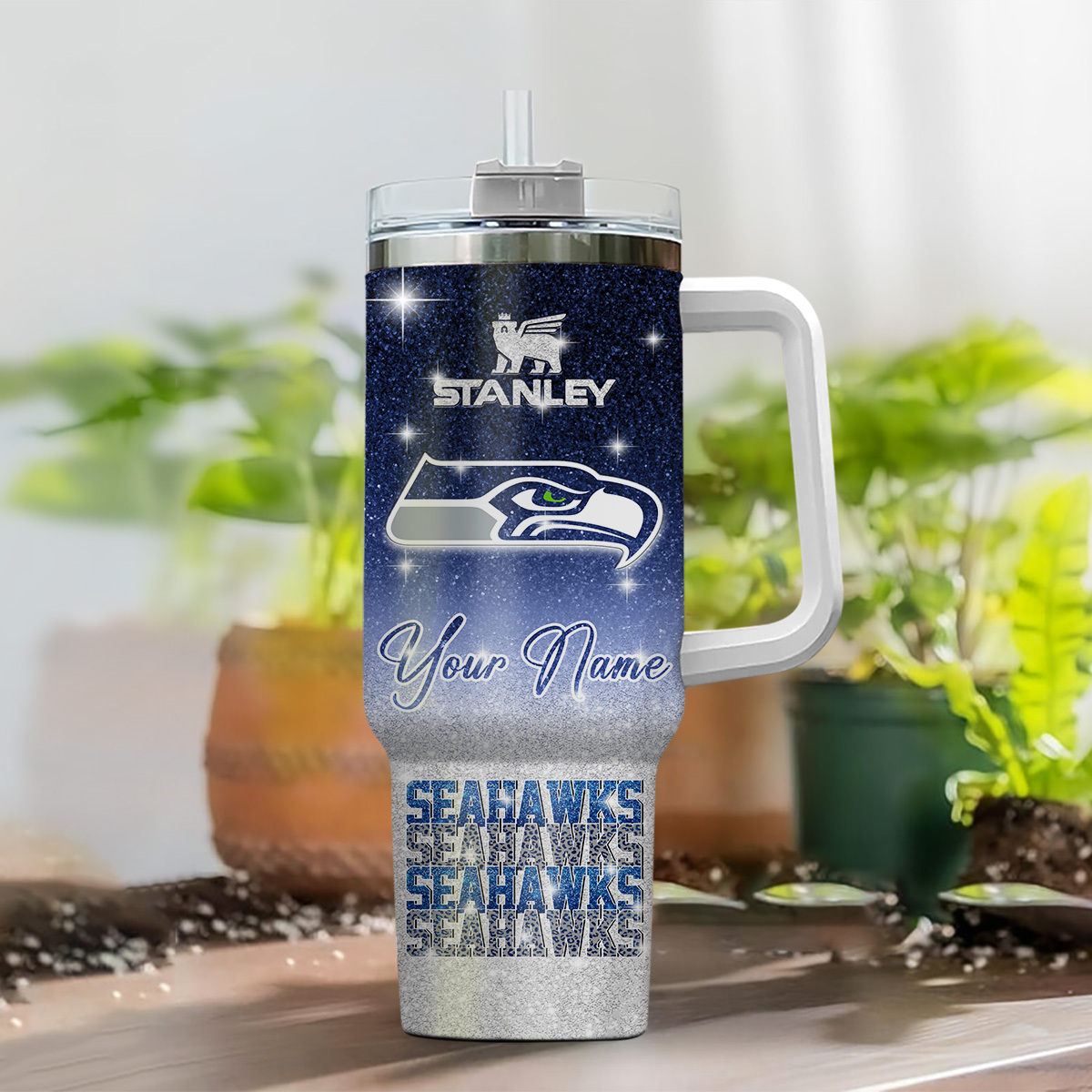 Customizable Seahawks Tumbler with Handle - Perfect Gift for Fans - Image 2