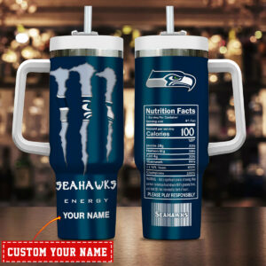 Custom Seattle Football Tumbler - Personalized Name & Team Design