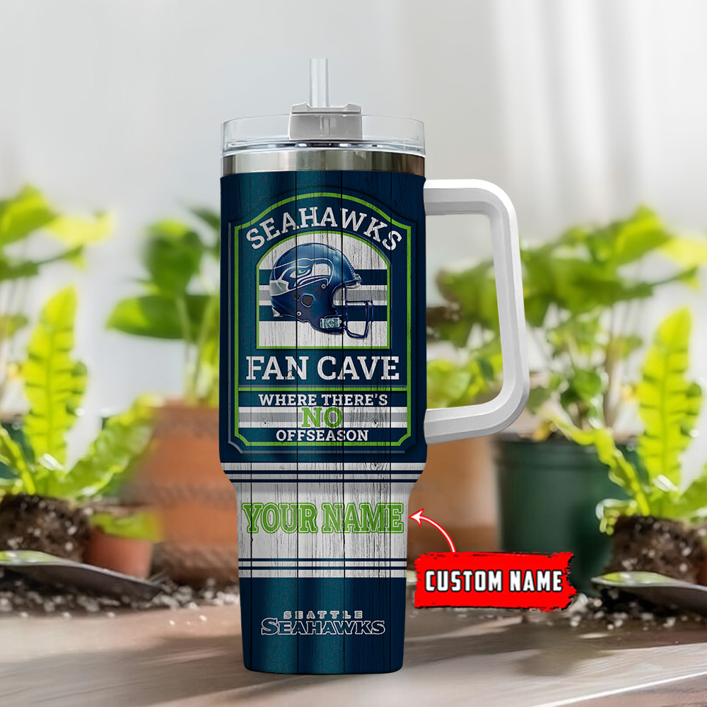 Custom Seahawks Fan Cave Tumbler - Personalized NFL Team Drinkware - Image 2