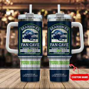 Custom Seahawks Fan Cave Tumbler - Personalized NFL Team Drinkware