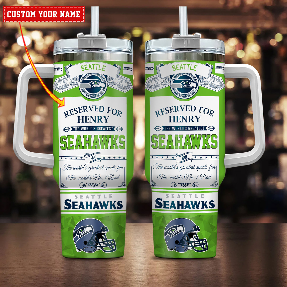 Custom Name Seattle Seahawks Tumbler Mug - Personalized Gift for Fans
