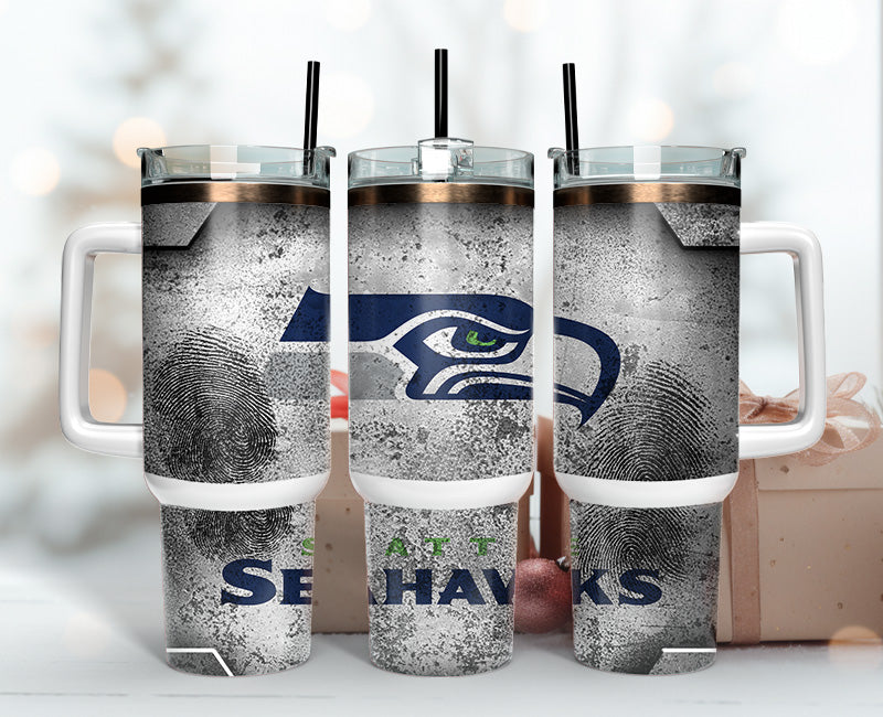 Seattle Team Stainless Steel Tumbler - Insulated Travel Mug with Lid & Straw