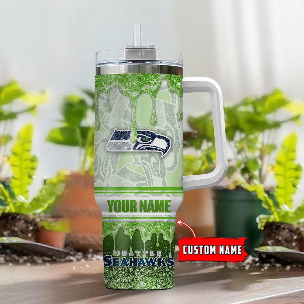 Customizable Seattle Football Team Tumbler with Handle & Straw - Personalized Gift - Image 2