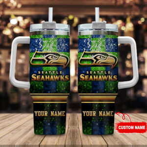Custom Seattle Seahawks Tumbler with Handle - Personalized Gift for Fans