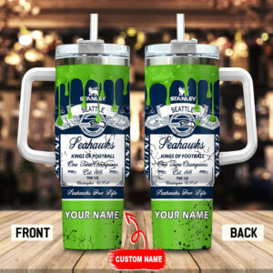 Customizable Seahawks Tumbler with Handle - Perfect Gift for Football Fans