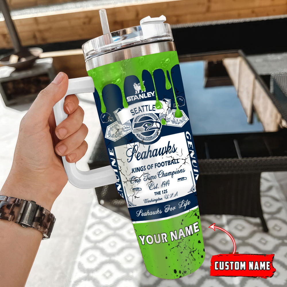 Customizable Seahawks Tumbler with Handle - Perfect Gift for Football Fans - Image 3