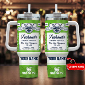 Custom Personalized Seattle Football Team Tumbler with Handle - Perfect Gift for Fans