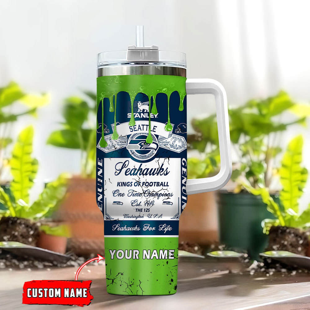 Customizable Seahawks Tumbler with Handle - Perfect Gift for Football Fans - Image 2