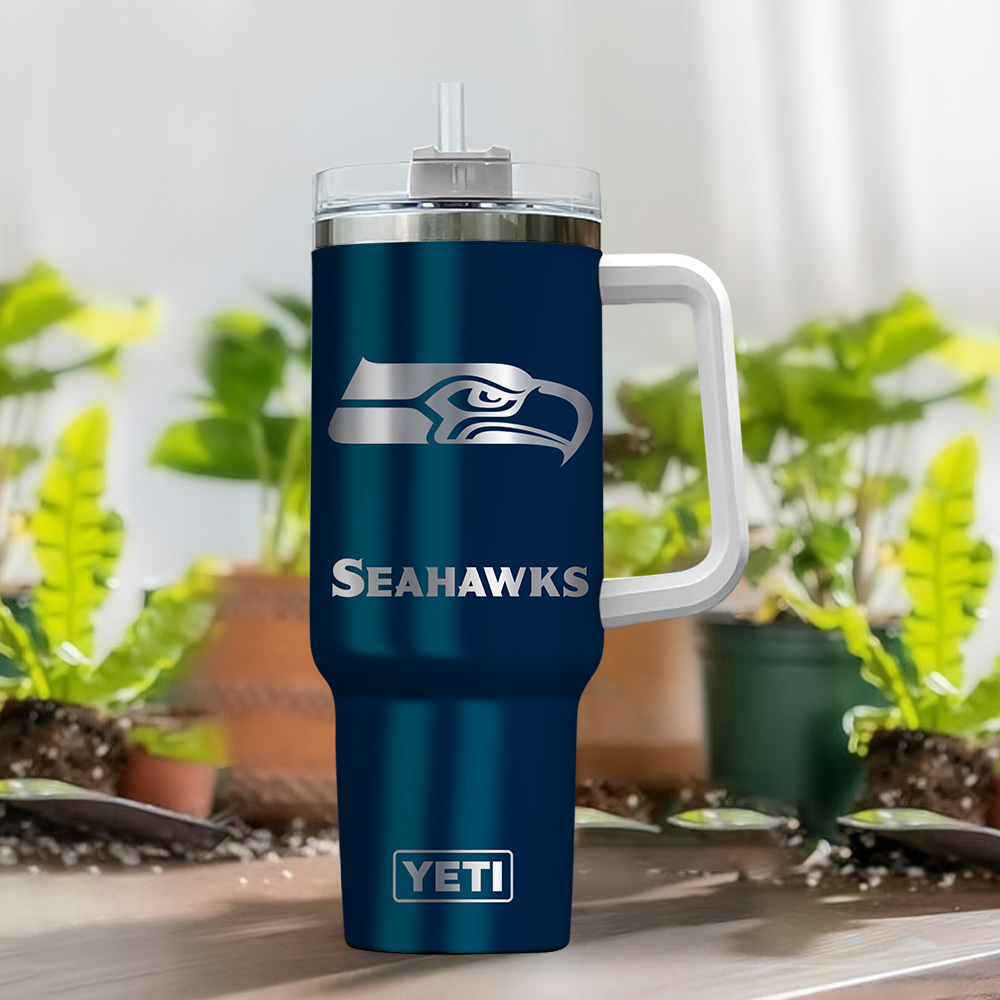 Custom Seahawks YETI Tumbler with Handle - Personalized NFL Fan Gift - Image 2