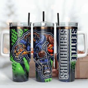 Seattle Seahawks Football Tumbler with Handle - Stay Refreshed & Show Your Team Pride