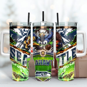 Seattle Football Fan Tumbler - Double-Wall Insulated Travel Mug with Straw