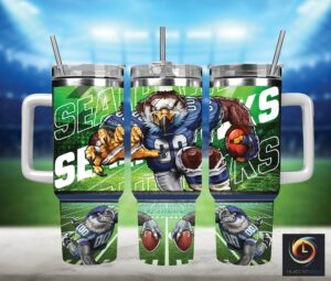 Eagle Football Fan Tumbler - Double Wall Insulated Sports Mug with Handle & Straw