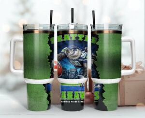 Seattle Football Themed Tumbler - Insulated Travel Mug for Game Day